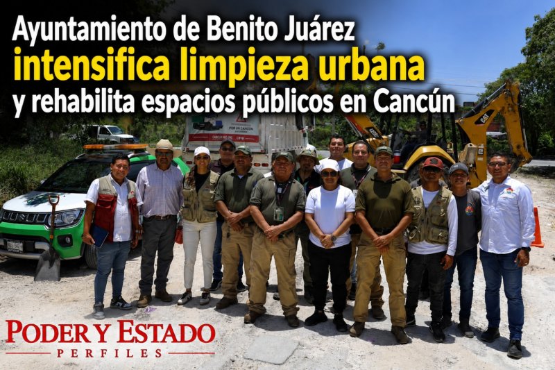 Ayuntamiento de Benito Juárez intensifica limpieza urbana y rehabilita espacios públicos en Cancún