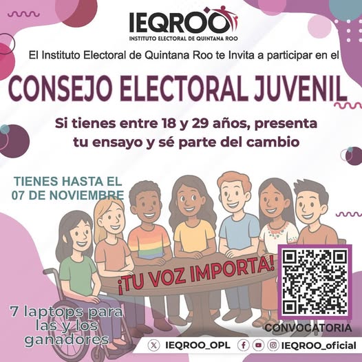 Convoca IEQROO a jóvenes a integrarse al Consejo Electoral Juvenil 2025