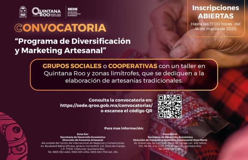 SEDE – Convocatoria Abierta para Artesanos de Quintana Roo: ¡Fortalece tu Negocio con el Programa de Diversificación y Marketing Artesanal!
