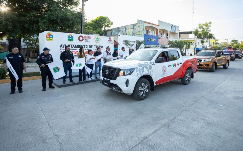 DAN BANDERAZO AL “OPERATIVO VERANO SEGURO” EN TULUM, TRES NIVELES DE GOBIERNO UNIDOS POR LA SEGURIDAD