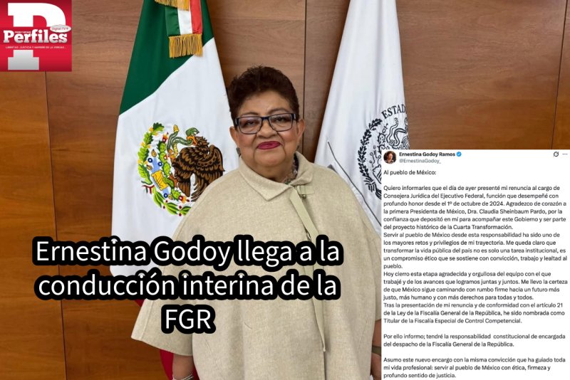 Ernestina Godoy asume la conducción provisional de la FGR tras la salida de Gertz Manero