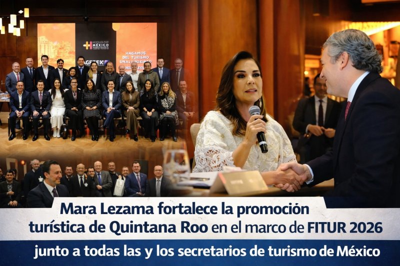 Mara Lezama fortalece la promoción turística de Quintana Roo en el marco de FITUR 2026 junto a todas las y los secretarios de turismo de México