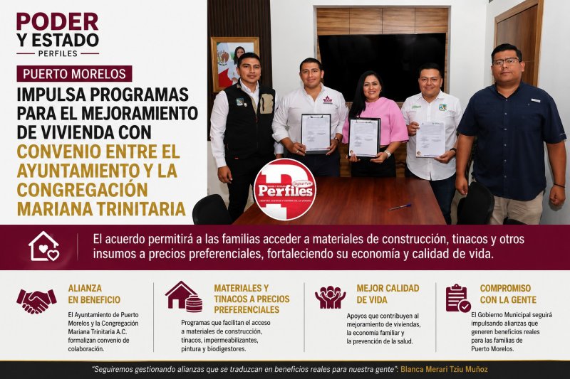 Puerto Morelos impulsa programas para el mejoramiento de vivienda con convenio entre el Ayuntamiento y la Congregación Mariana Trinitaria