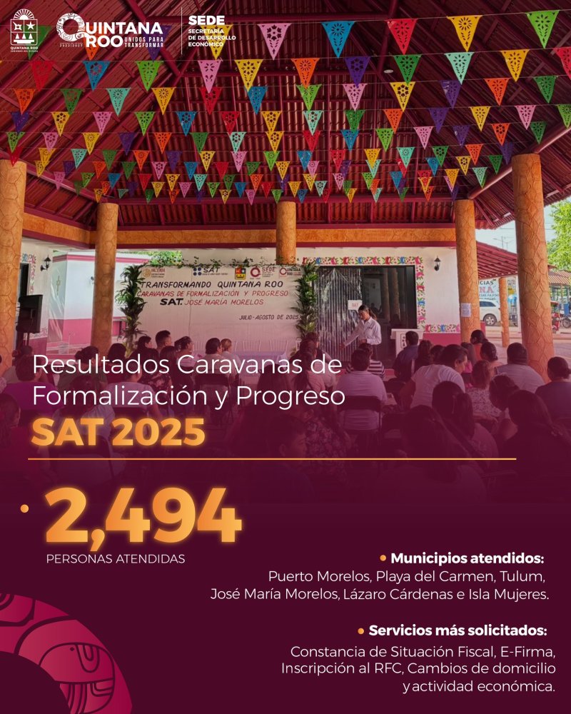 SEDE – Caravanas de Formalización y Progreso SAT 2025 acercan trámites y servicios a miles de quintanarroenses