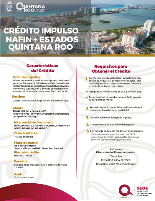 SEDE – Impulsan financiamiento para MiPyMEs en Quintana Roo a través del programa NAFIN + Estados