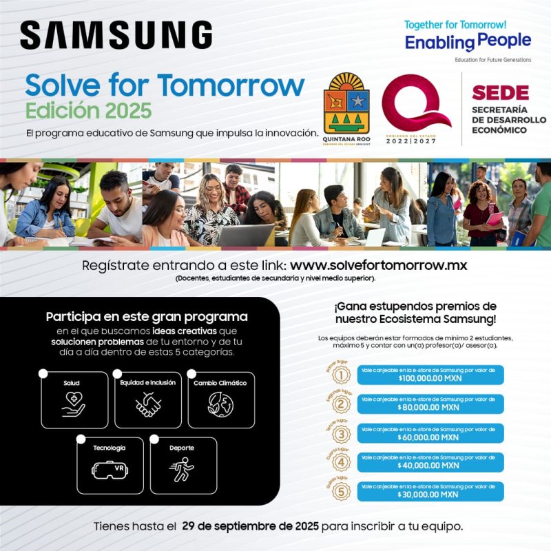 SEDE – Lanzan convocatoria “Solve for Tomorrow 2025” en Quintana Roo para impulsar ideas STEM de jóvenes estudiantes