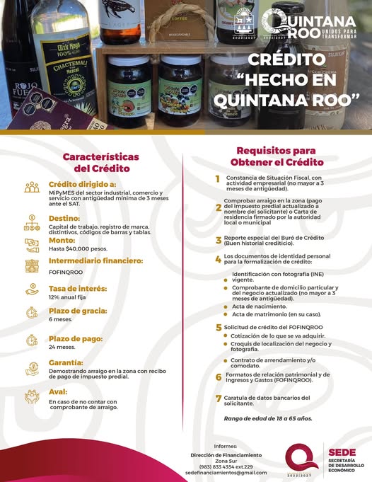 SEDE – Lanzan crédito “Hecho en Quintana Roo” para fortalecer a las MiPyMEs locales