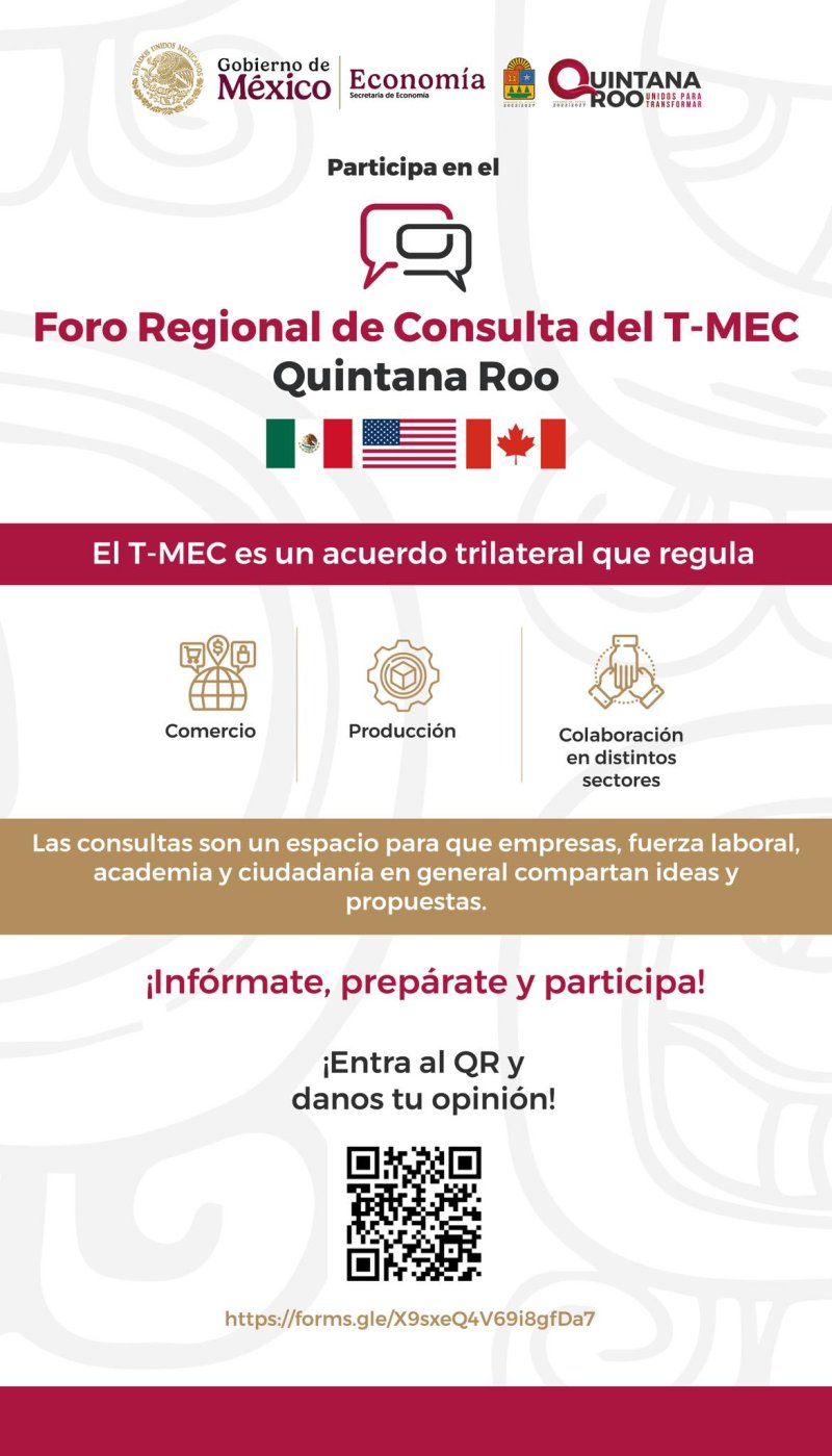SEDE – Quintana Roo convoca a participar en la Consulta Pública Estatal rumbo a la revisión del T-MEC