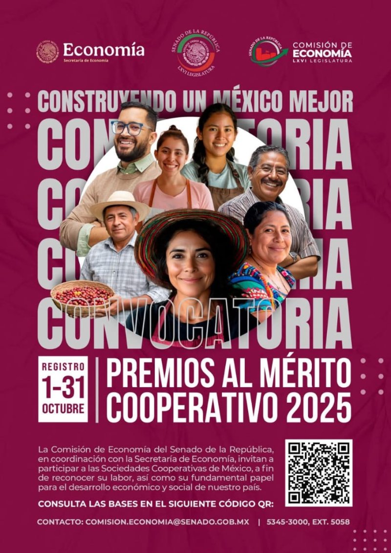 SEDE – Senado y Secretaría de Economía lanzan convocatoria para los Premios al Mérito Cooperativo 2025