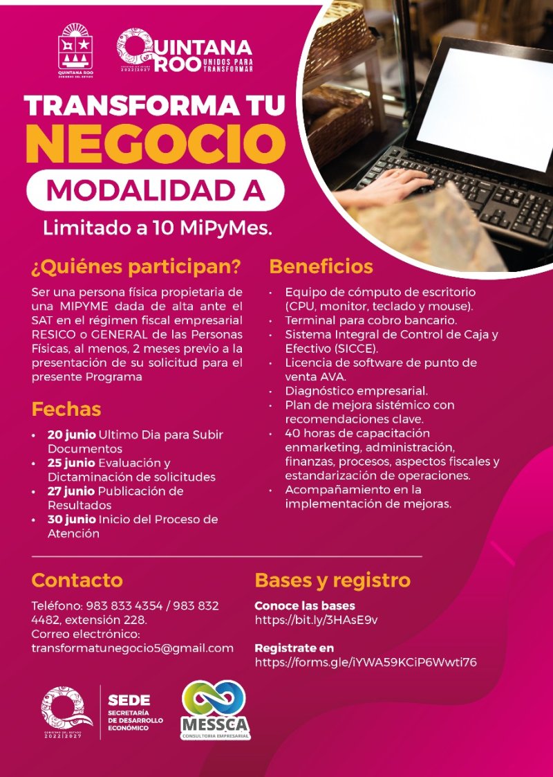 SEDE – “Transforma tu Negocio”: una vía para profesionalizar a las MiPyMEs y reducir la brecha empresarial en Quintana Roo