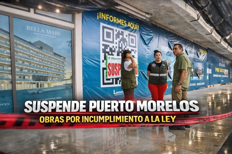 SUSPENDE PUERTO MORELOS OBRAS POR INCUMPLIMIENTO A LA LEY