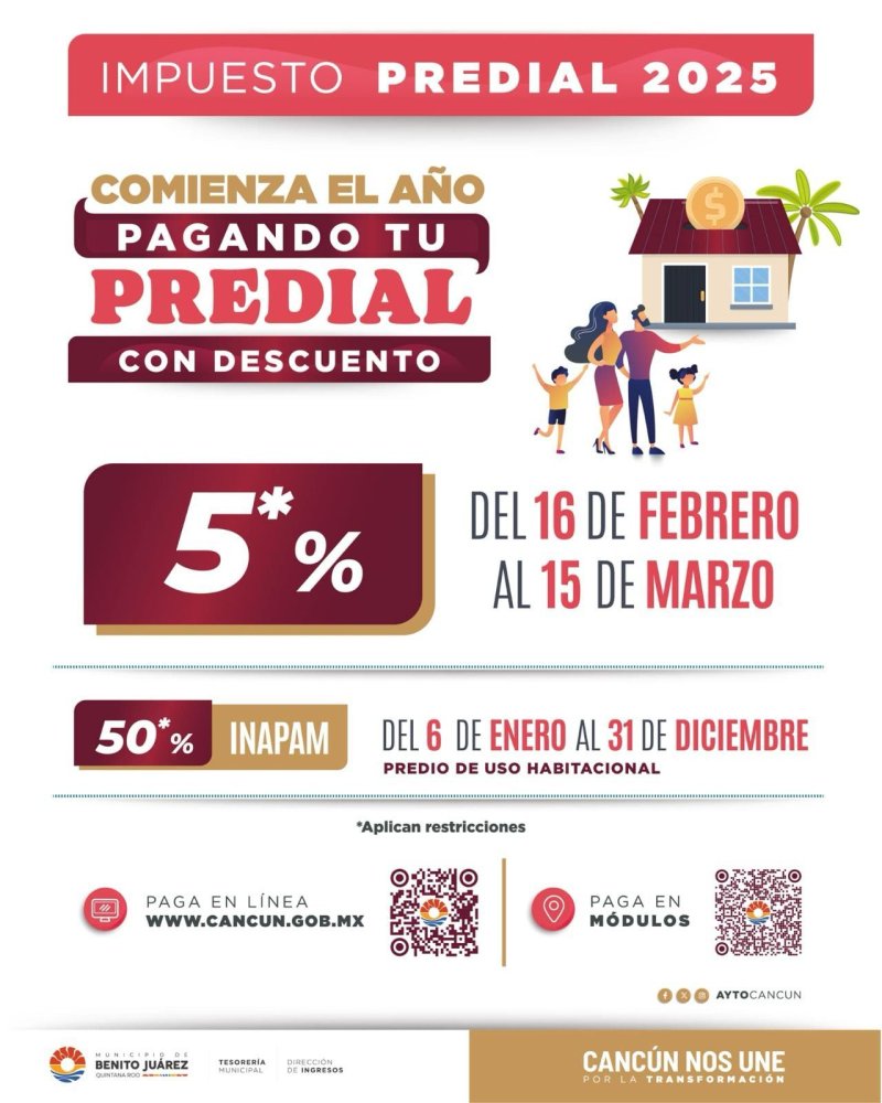 Última Semana de Campaña de Descuentos en Predial en Benito Juárez