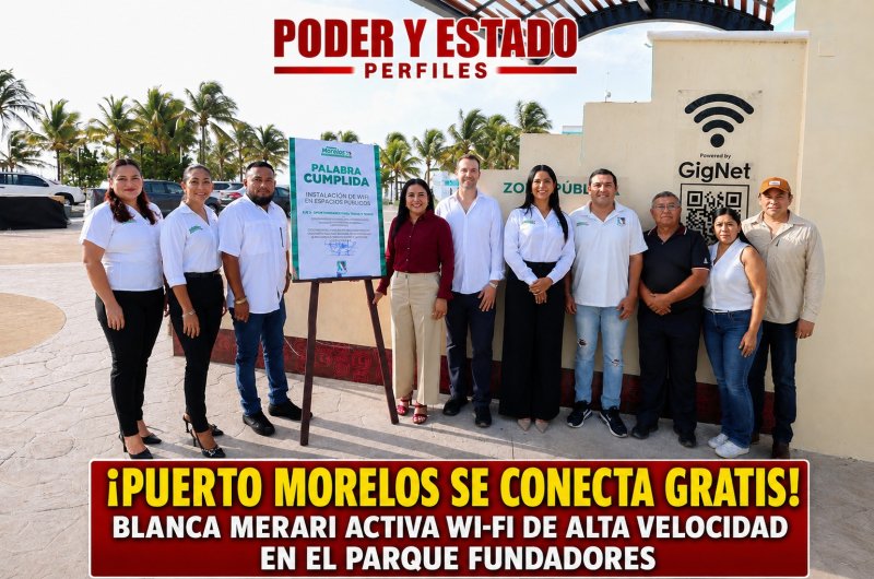 ¡PUERTO MORELOS SE CONECTA GRATIS! BLANCA MERARI ACTIVA WI-FI DE ALTA VELOCIDAD EN EL PARQUE FUNDADORES