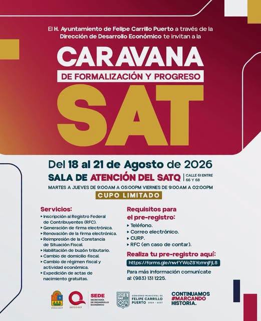 SEDE - ¡Acercan servicios del SAT a Quintana Roo! Lanzan la Caravana de Formalización y Progreso para impulsar a emprendedores y contribuyentes