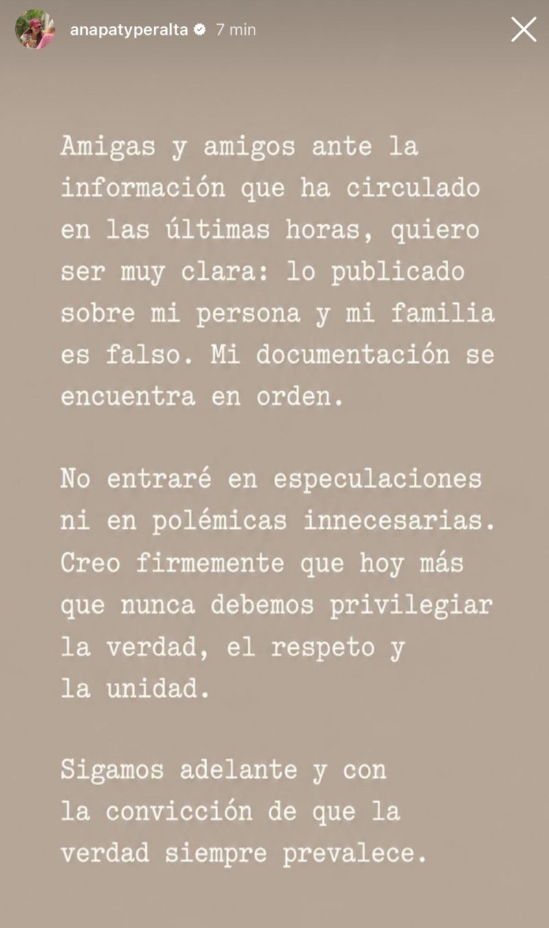 ¡ANA PATY DA LA CARA Y RESPONDE A LOS RUMORES! “MI DOCUMENTACIÓN SE ENCUENTRA EN ORDEN”