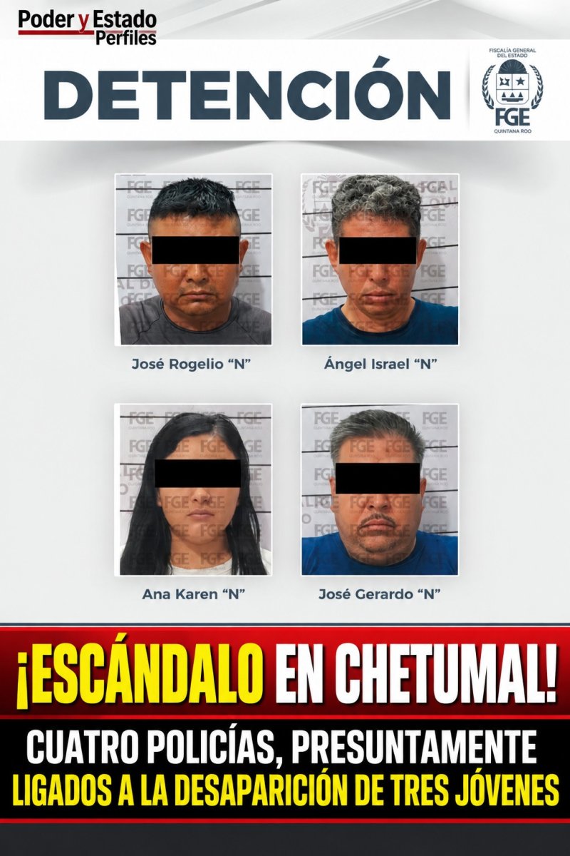 ¡ESCÁNDALO EN CHETUMAL! CUATRO POLICÍAS, PRESUNTAMENTE LIGADOS A LA DESAPARICIÓN DE TRES JÓVENES