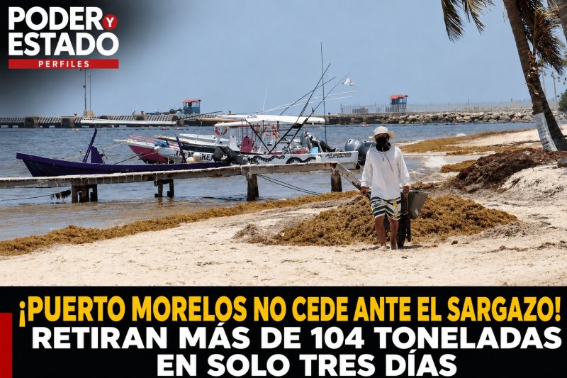 ¡PUERTO MORELOS NO CEDE ANTE EL SARGAZO! RETIRAN MÁS DE 104 TONELADAS EN SOLO TRES DÍAS